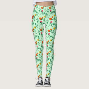 Leggings Patrón floral con flores subió de color