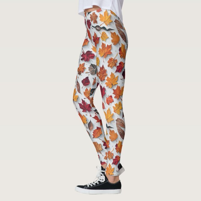 Leggings Patrón floral con hojas caídas 4 - Piernas (Izquierda)