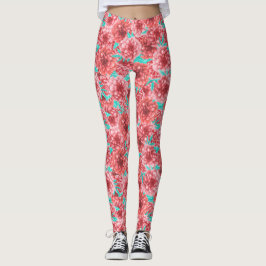 Leggings Patrón floral coral