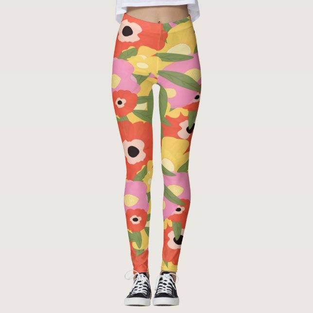 Leggings Patrón floral de acuarela (Anverso)