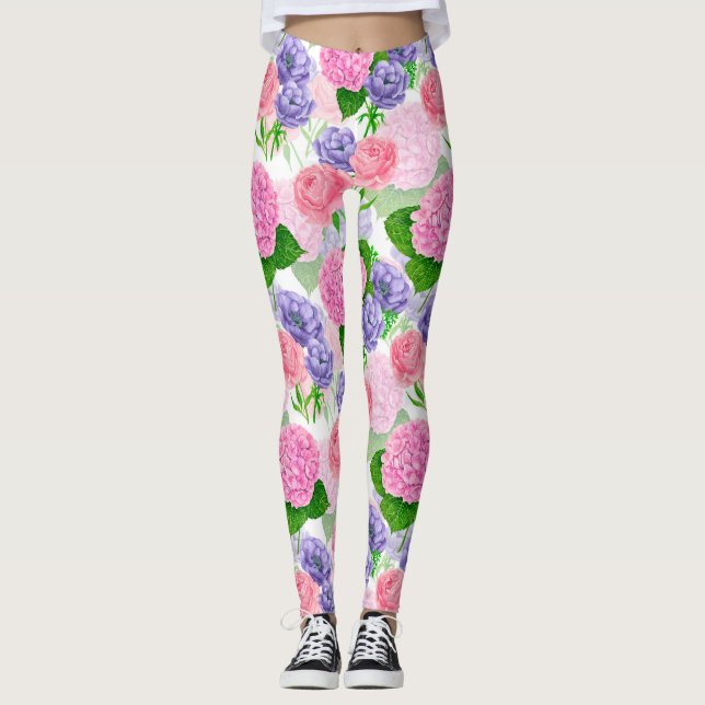 Leggings Patrón floral de acuarela (Anverso)