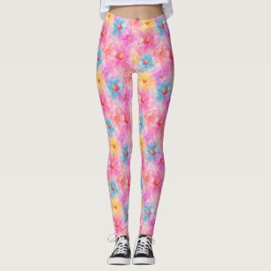 Leggings Patrón floral de acuarela retro