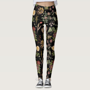 Leggings Patrón floral de acuarela vintage 2508