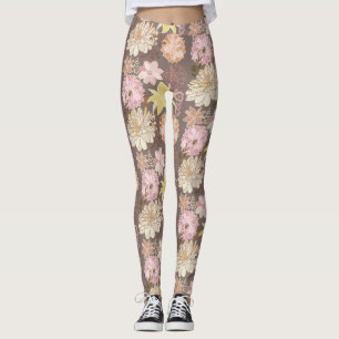 Leggings Patrón floral de asfalto boho rústico