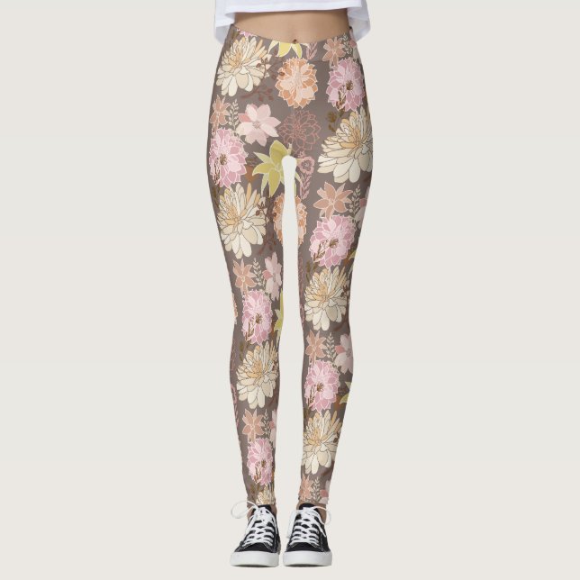 Leggings Patrón floral de asfalto boho rústico (Anverso)