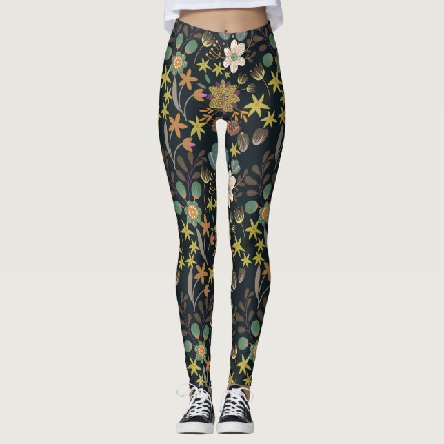 Leggings Patrón floral de bonito (Anverso)