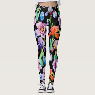 Leggings Patrón floral de color acuático de Peony