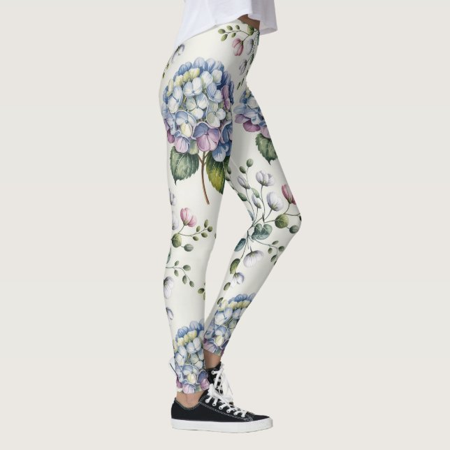 Leggings Patrón floral de color azul elegante (Derecha)