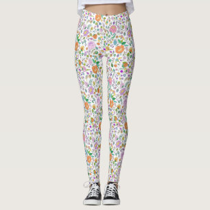 Leggings Patrón floral de color botánico divertido
