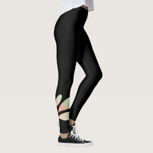 Leggings Patrón floral de color de agua suave en negro
