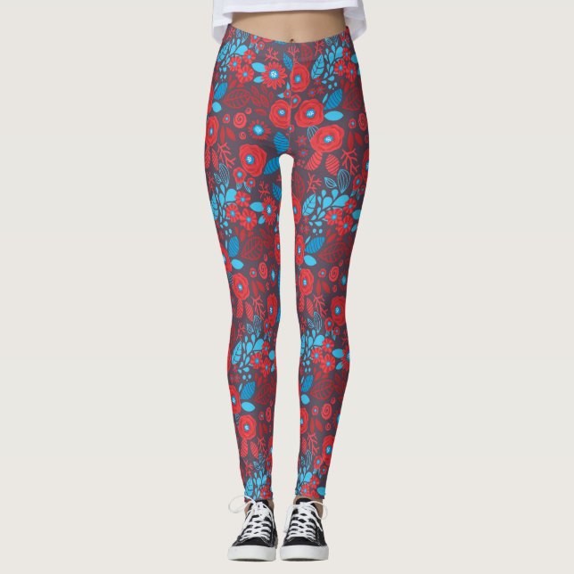 Leggings Patrón floral de Doodle (Anverso)