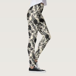 Leggings Patrón floral de encaje negro