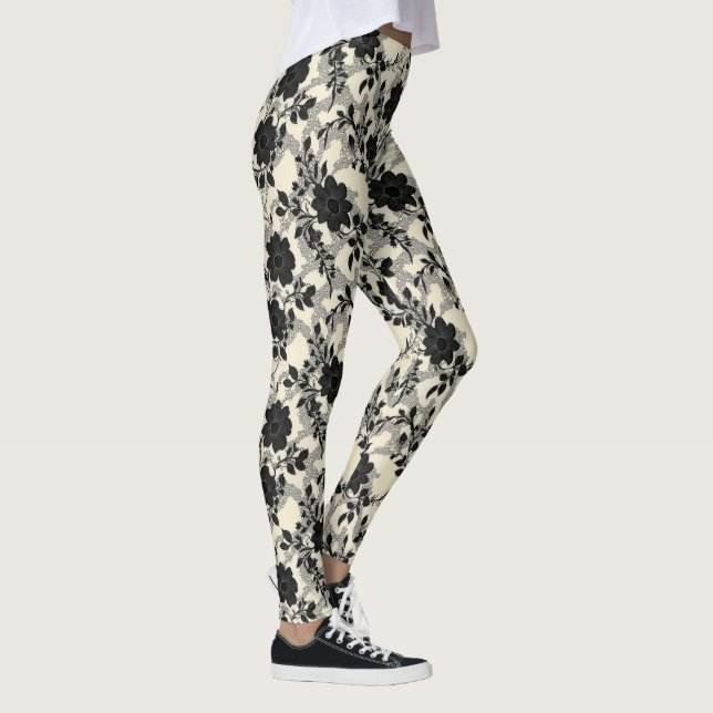 Leggings Patrón floral de encaje negro (Derecha)
