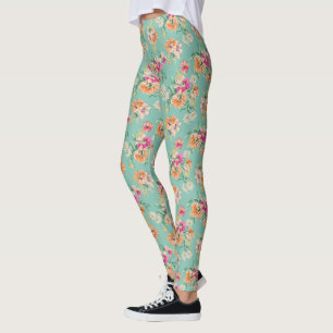 Leggings Patrón floral de esbozo brillante