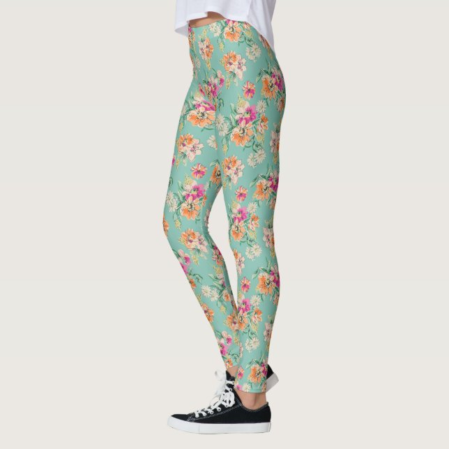 Leggings Patrón floral de esbozo brillante (Izquierda)