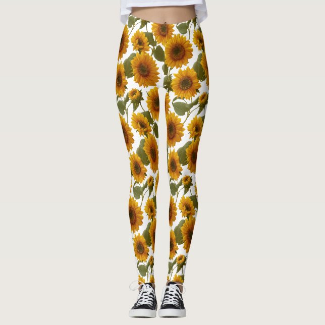 Leggings Patrón Floral de Flor de Girasol (Anverso)