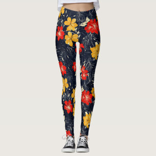 Leggings Patrón floral de flores exóticas