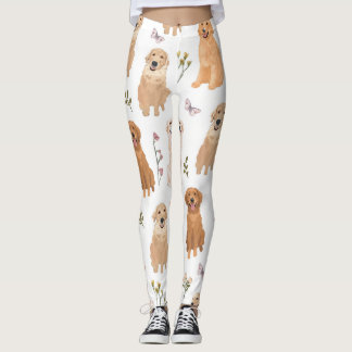 Leggings Patrón floral de Golden Retriever | Perro lindo y 