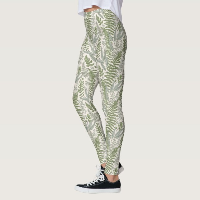 Leggings Patrón floral de Green Leafy Garden (Izquierda)