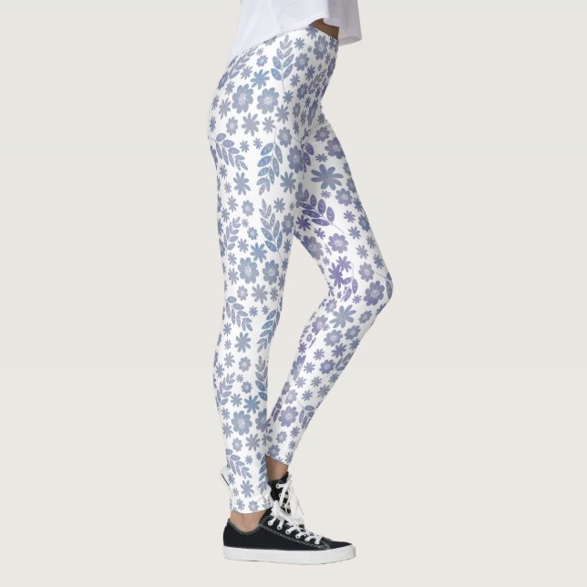 Leggings Patrón floral de gris y lavanda (Derecha)