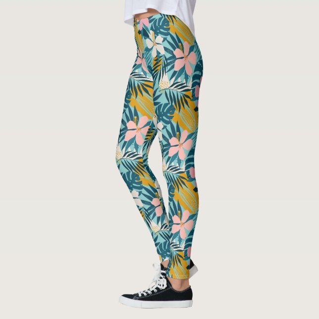 Leggings Patrón floral de Hibiscus tropical (Izquierda)