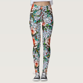 Leggings Patrón floral de imitación de mosaico de Bonito