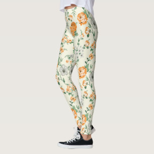 Leggings Patrón floral de jardín amarillo suave