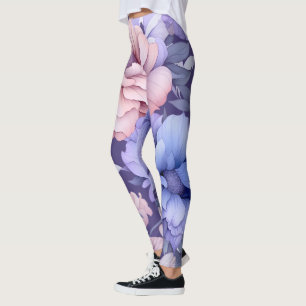 Leggings Patrón floral de las flores de tinta del pasto del
