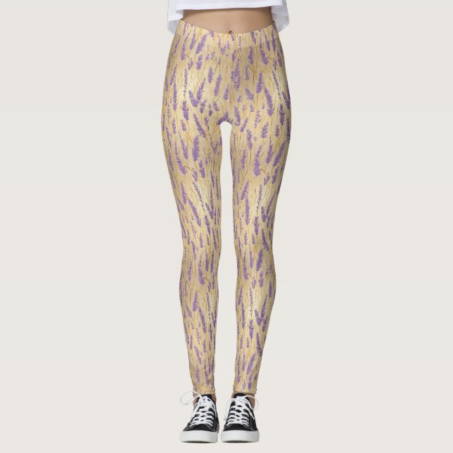 Leggings Patrón floral de lavanda (Anverso)