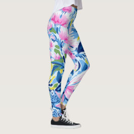Leggings Patrón floral de Lilly rosa azul de diseño