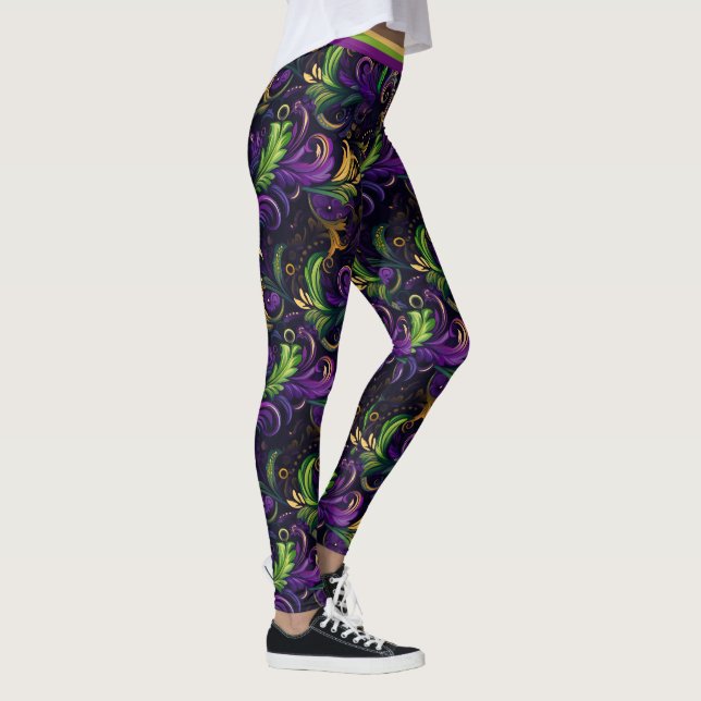 Leggings Patrón floral de Mardi Gras (Derecha)