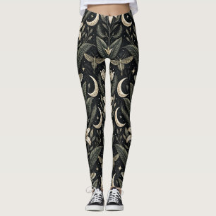 Leggings Patrón floral de mariposa gótica (4)
