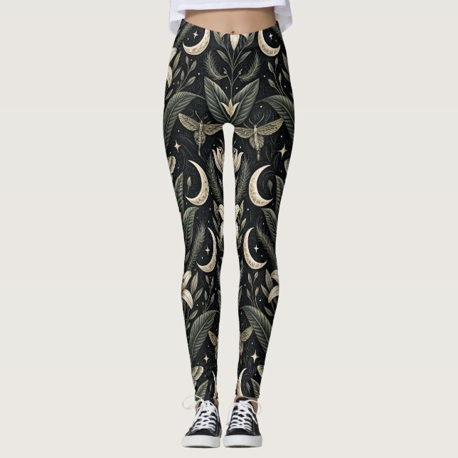 Leggings Patrón floral de mariposa gótica (4) (Anverso)