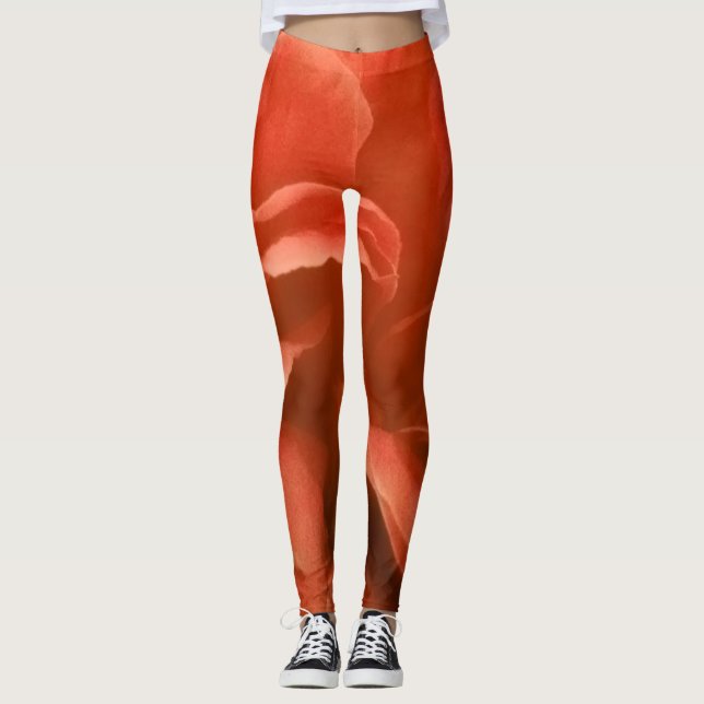Leggings Patrón floral de mármol Naranja quemado (Anverso)