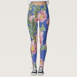 Leggings Patrón floral de moda de verano boho rosa azul mod