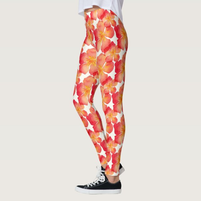 Leggings Patrón floral de Oleander naranja (Izquierda)
