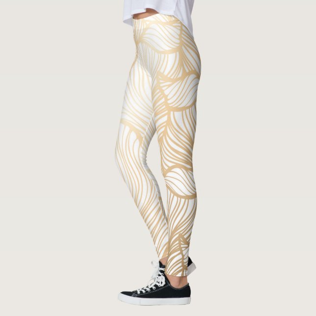 Leggings Patrón floral de oro de Damask (Izquierda)