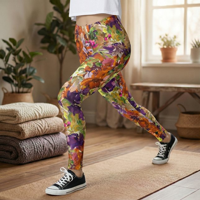 Leggings Patrón floral de otoño colorido (Subido por el creador)