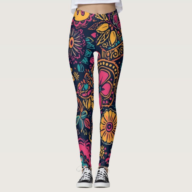 Leggings Patrón floral de paisley (Anverso)