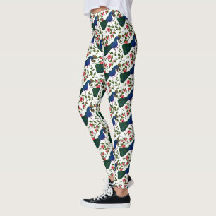 Leggings Patrón floral de pájaro lindo Pájaro azul colori
