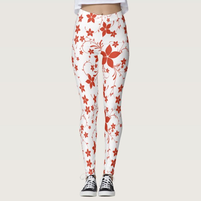 Leggings Patrón floral de piernas femeninas (Anverso)