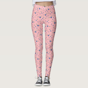 Leggings Patrón floral de primavera azul Belleza floral