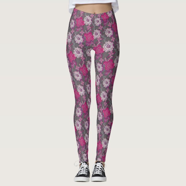 Leggings Patrón floral de primavera único (Anverso)