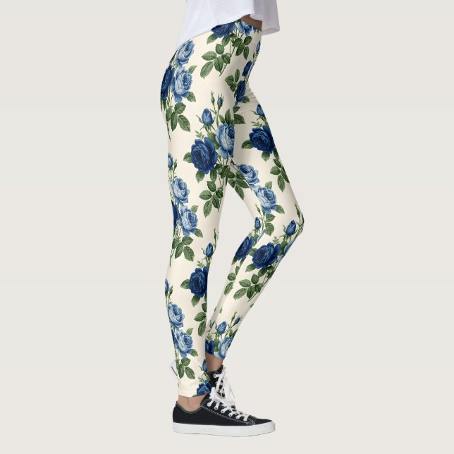 Leggings Patrón floral de rosa azul (Derecha)