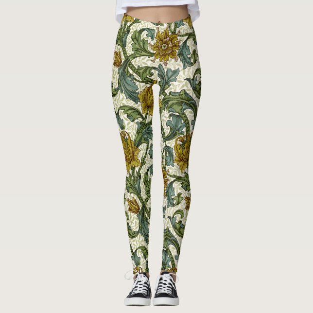 Leggings Patrón floral de un solo stem de William Morris (Anverso)