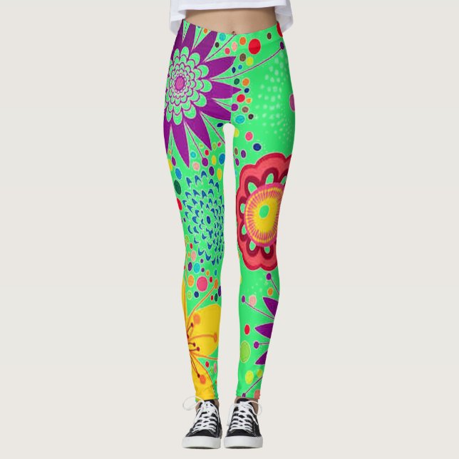 Leggings Patrón floral de verano (Anverso)