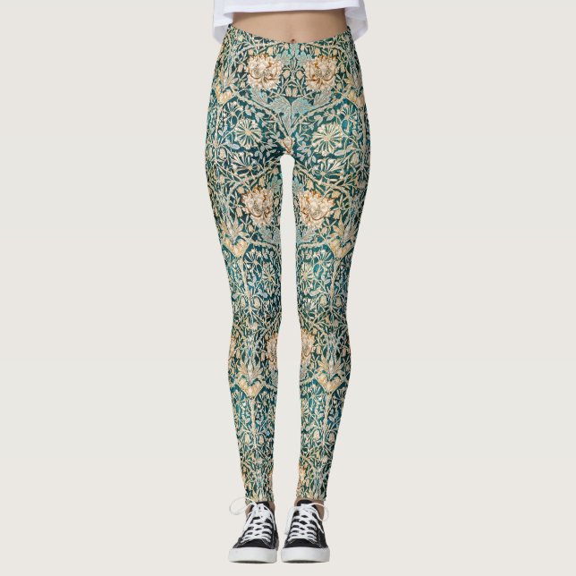 Leggings Patrón floral de William Morris Antique Honeysuckl (Anverso)
