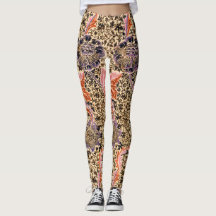 Leggings Patrón floral decorativo de color vintage