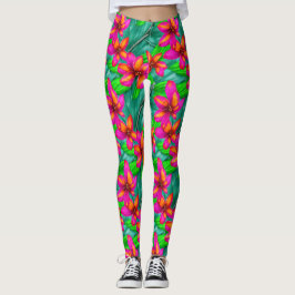 Leggings Patrón floral del paraíso tropical