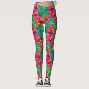 Leggings Patrón floral del paraíso tropical